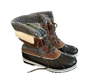 Dream Paris Duck Boots Faux Fur Lace Up Winter Black Gray 10 thumbnail 1
