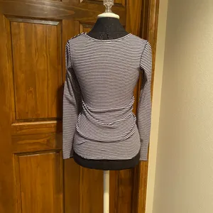 Scotch and Soda Striped Long Sleeve Tee with buttons on shoulder 💜 thumbnail 3