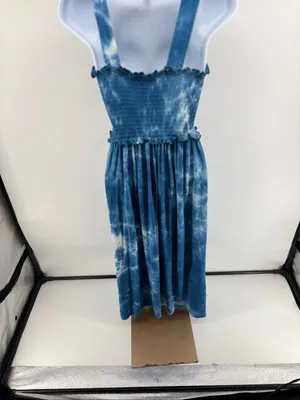 Natural Life Blue Tie Dye Smocked Dress Boho Ruffle Strap Size XS/Small thumbnail 9