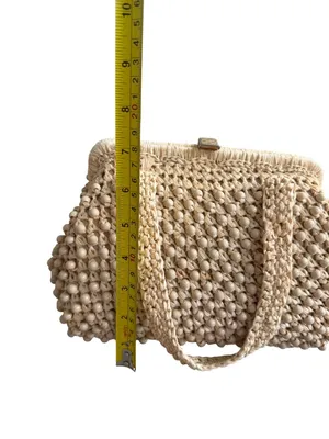 VINTAGE The Golden Girls Style Woven Top Snap Handbag thumbnail 3