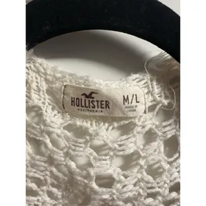Hollister Cardigan Womens M/L White Crochet Open Knit Pointelle Boho Relaxed thumbnail 2
