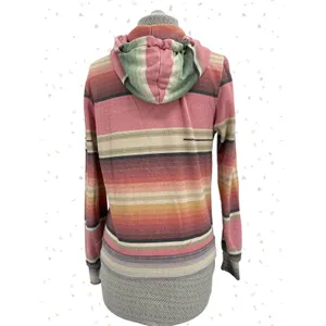 Aviator Nation Serape Striped Full Zip Up Hoodie Pink Sunset Sweatshirt Size S thumbnail 2