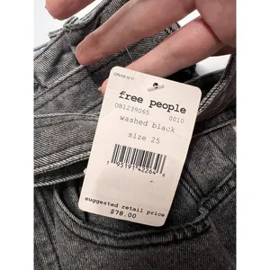 Free People East Of Eden Button Fly Denim Black Jean Skirt Belted Sz 25 /S NWT thumbnail 4