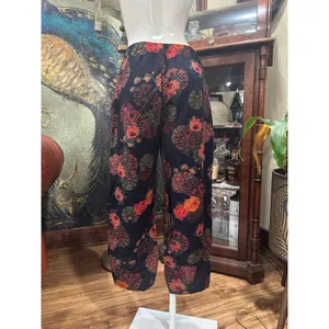 Unbranded Floral Pants Women's XL Black Red thumbnail 3