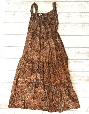 Womens XL Elegant Brown Sleeveless Dress Mid Calf Long Hand Kreation X Large thumbnail 1