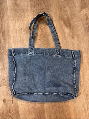 Good American Denim Tote Bag Purse Blue Jean Satchel thumbnail 2