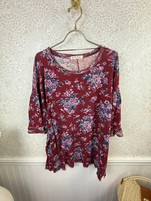 We The Free Red Floral Cotton You & Me Lightweight Sweater Tee - Size - Small thumbnail 10