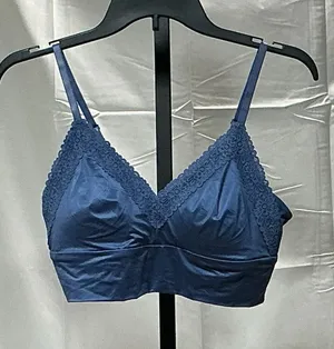 Aerie Bralette Women's M Blue Lace Trim Wireless Longline Adjustable Straps NWT thumbnail 1