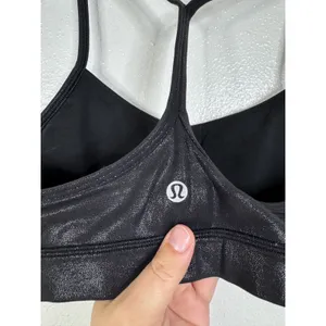 Lululemon Flow Y Bra Nulu Black Shine Metallic Foil Sports Bra Size 2 LW2DCQS thumbnail 3