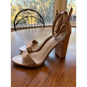Sam Edelman Yaro Ankle Strap Block Heel Sandals Rose Gold‎ Metallic Size 9 thumbnail 3