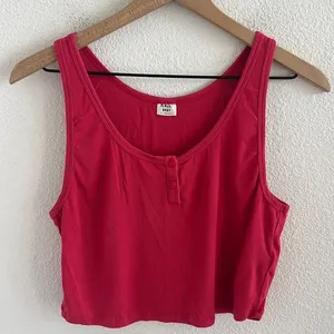 Aritzia Sunday Best Ribbed Henley Tank Style RIB2-10088-11 Large thumbnail 1
