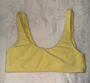 Frankies Bikinis Yellow Connor Luxe Ribbed Scoop Bikini Top thumbnail 1
