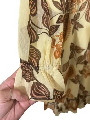 PATRONS OF PEACE Paisley Ruffle Maxi Dress S 17” p2p Pale Yellow $88 Retail NWT thumbnail 7