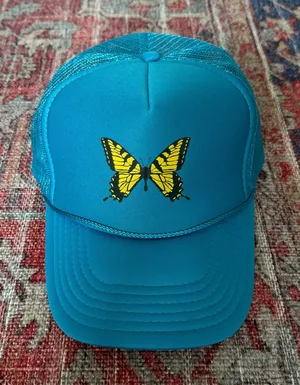 Urban Outfitters Blue Butterfly Trucker Hat thumbnail 1