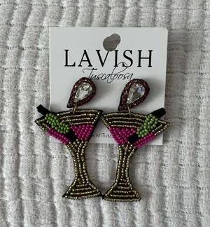 Lavish Martini Glass Statement Earrings thumbnail 1