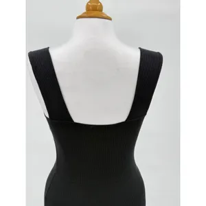 Reformation Cassi Knit Dress Small Black Ribbed Sleeveless Midi Slit Fitted Rib thumbnail 3