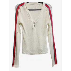 FREE PEOPLE MOVEMENT RECOVERY LAYER‎ Ivory LONG SLEEVE Waffle Henley Shirt Large thumbnail 4