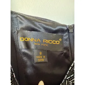 Donna Ricco Y2K Vintage Black Silk Beaded Handkerchief Cocktail Dress Size 8 thumbnail 10
