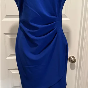 Guess NWT Size 4 Royal Blue Keyhole Halter Sheath Cocktail‎ Dress thumbnail 4