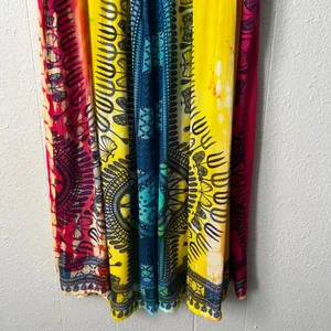 Vibrant Bold Colorful Tunic Dress Womens Large Boho Gauzy Travel Vacation Cruise thumbnail 4