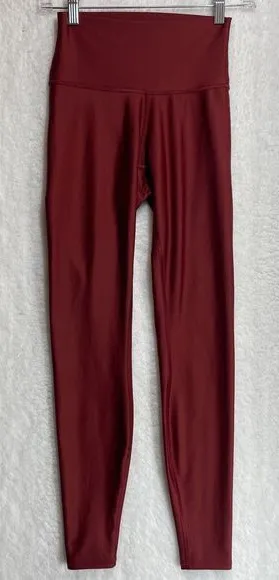 ALO High Waist Airbrush Leggings XS Extra Small Red Burgundy Athleisure Pants thumbnail 1
