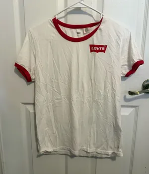Levi’s White Red Ringer Logo Graphic Tee Size Small thumbnail 1