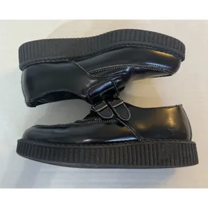 T.U.K Viva Mondo Cow Hair Leather Pointed Creeper Black Shoes Double Buckle 3/5 thumbnail 9