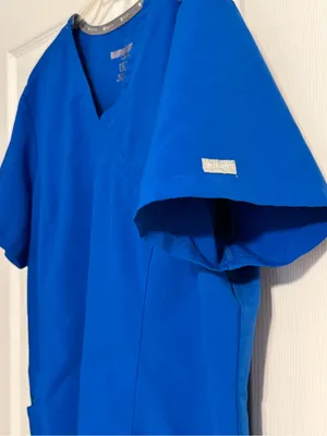 Women’s Momentum by Maevn Royal Blue Mock Wrap Stretch Scrub Top 5002 Size XL thumbnail 4