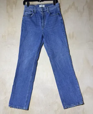 Abercrombie & Fitch Ankle Straight Jeans Womens 28 6L Ultra High Rise Blue Denim thumbnail 1