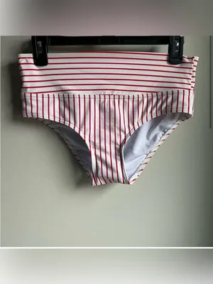 Figleaves Castaway Fold Red and White Striped Bikini Bottoms only NWT Size 8 thumbnail 2