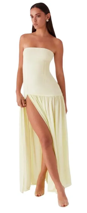 Peppermayo yellow Eden strapless maxi dress drop waist new with tag size 8 thumbnail 1