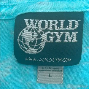 VTG World Gym Womens Burnout T Shirt L Blue Gorilla Bodybuilding Workout Tee thumbnail 5