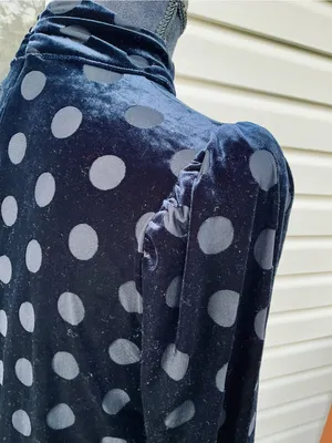 Calvin Klein Navy Velvet Polka Dot Tie-Neck Long Sleeve Dress🥀 thumbnail 7
