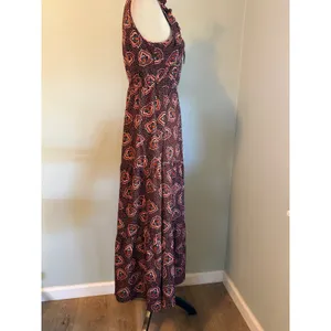 Paisley Maxi Dress Sleeveless Tie Neck Orange S boho whimsi resort festival y2k thumbnail 2