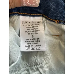Judy Blue Ava Splattered Distressed Dark Wash High Rise 5 Pocket Denim Shorts S thumbnail 8