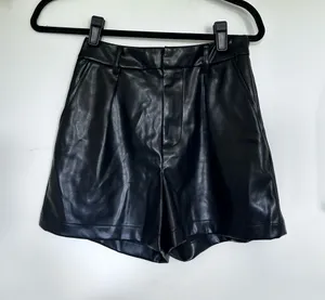 7 For All Mankind Black Faux Leather High Rise Waist Shorts Size XS thumbnail 1