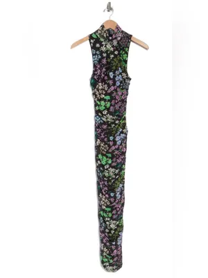 AFRM LOS ANGELES Sonia Ruched floral Mesh Maxi Dress thumbnail 3