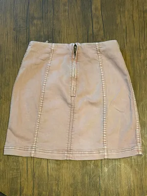 Free People Modern Femme Denim High-Waist Mini Skirt dusty rose/mauve pink wash thumbnail 3