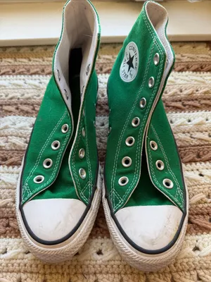 Green Converse All Star High Top Canvas Sneakers with White Accents thumbnail 4