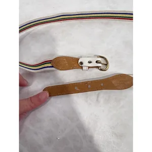 Vintage Rainbow Striped Stretchy Skinny Belt White Gold Buckle Retro 31-33 Inch‎ thumbnail 5
