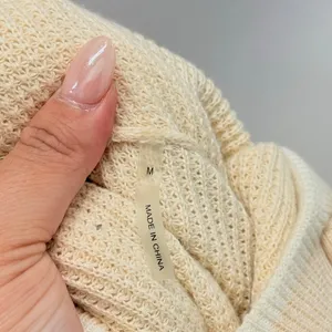 Margaret O'Leary Cream Waffle‎ Organic Cotton Hooded Sweater Fall Warm Lounge thumbnail 5