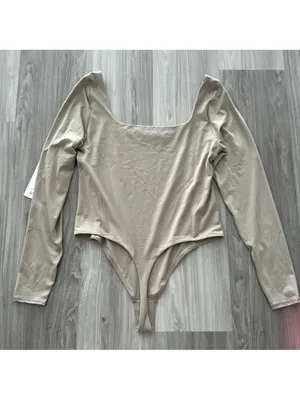 Lululemon Wundermost Ultra-Soft Nulu Square-Neck Long-Sleeve Bodysuit Riverstone thumbnail 5