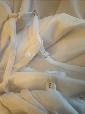 INEWER Cowl Neck High Low Chiffon Ruched Maxi Gown White Size 6 NWT thumbnail 6