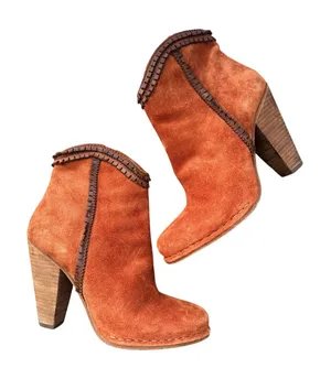 Frye Madeline Orange Suede Trim Short Ankle Booties Size 8.5 thumbnail 1