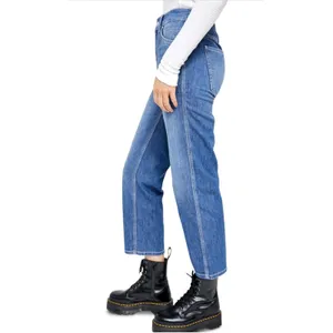 Free People Chloe Baby Barrel Jeans‎ Women XS Blue Boho Elastic Back Distress thumbnail 3