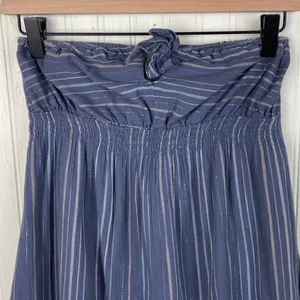 Vintage Y2K Old Navy Strapless Sundress Size Small Blue Metallic Stripe FLAWED thumbnail 9
