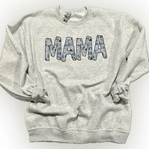 Mama sweatshirt with little sleepies mountain print boy mom crewneck thumbnail 1
