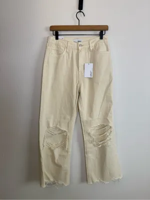 Vervet Leslie 90s‎ Vintage Flare Jeans in Ivory thumbnail 2