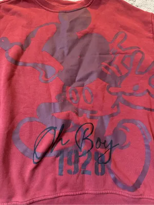 Disney Mikey Mouse Oh Boy 1928 Vintage Red Crewneck Sweatshirt thumbnail 2