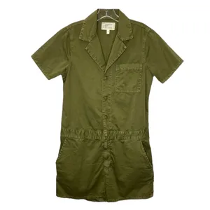 Current Elliot Engineer Utility Shortall Army Green Goblincore Romper 0 thumbnail 6